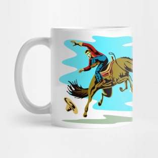 Cowboy Falling Off  Horse Retro Mug